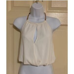 Vivace White Halter Top with Gold Chain